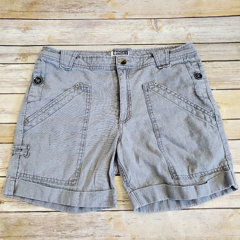 Roxy linen blend gray shorts girls